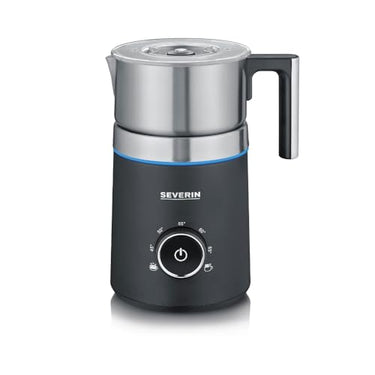 SEVERIN SPUMA 700 Plus Induktions-Milchaufschäumer, 13 Programme, OLED-Display, LED-Lichtring mit Statusanzeige, einfache Reinigung, Barista-Ausgusszotte, Edelstahl-gebürstet, schwarz, SM 3587 im Sale